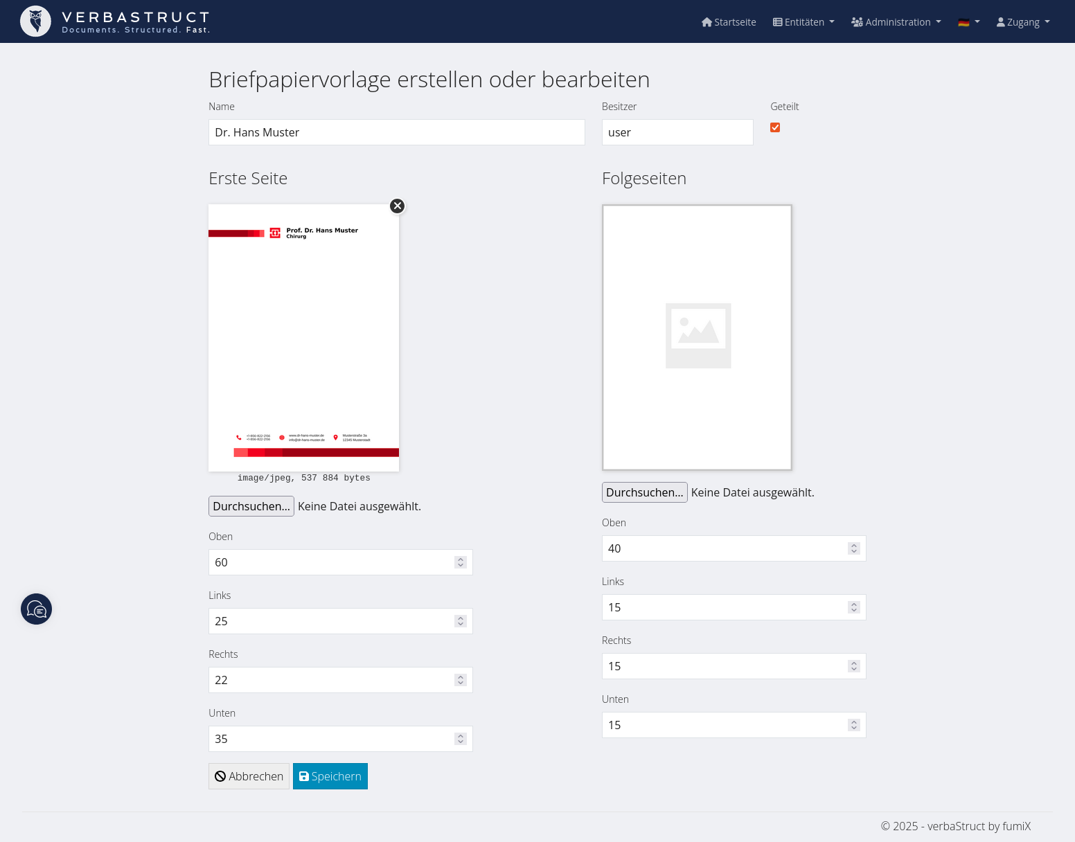 Screenshot - Briefpapier bearbeiten